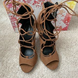 Chestnut brown lace up heels